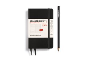 LEUCHTTURM WEEKLY PLANNER 2025 & NB A6 HC 12 MONTHS BLACK 370644